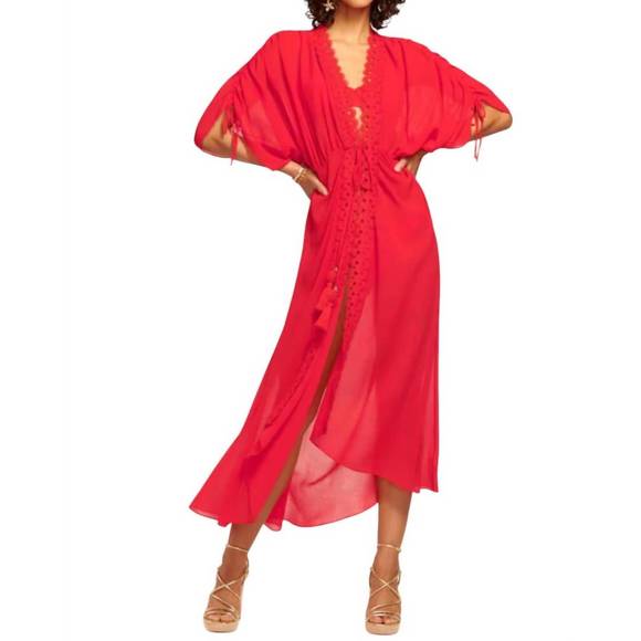 NEW RAMY BROOK raelynn lace trim cover-up dress in flame - Picture 1 of 4